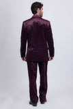 Barabas Wholesale Men's Striped Double Breast Velvet Peak Lapel Suit 5SU52 wine