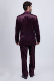 Barabas Wholesale Men's Striped Double Breast Velvet Peak Lapel Suit 5SU52 wine