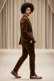 Barabas Wholesale Men's Velvet Striped Pattern Shawl Lapel Suit 5SU53 Brown