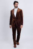Barabas Wholesale Men's Velvet Striped Pattern Shawl Lapel Suit 5SU53 Brown