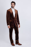 Barabas Wholesale Men's Velvet Striped Pattern Shawl Lapel Suit 5SU53 Coffee