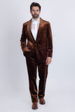 Barabas Wholesale Men's Velvet Striped Pattern Shawl Lapel Suit 5SU53 Coffee