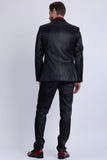 Barabas Wholesale Men's Faux Leather Textured Pattern Peak Lapel Suit 5SU54 Black
