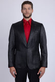 Barabas Wholesale Men's Faux Leather Textured Pattern Peak Lapel Suit 5SU54 Black