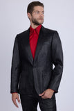 Barabas Wholesale Men's Faux Leather Textured Pattern Peak Lapel Suit 5SU54 Black