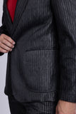Barabas Wholesale Men's Faux Leather Textured Pattern Peak Lapel Suit 5SU54 Black