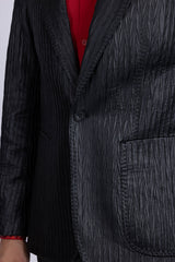 Barabas Wholesale Men's Faux Leather Textured Pattern Peak Lapel Suit 5SU54 Black