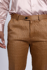 Barabas Wholesale Men's Faux Leather Textured Pattern Peak Lapel Suit 5SU54 Cognac