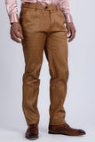 Barabas Wholesale Men's Faux Leather Textured Pattern Peak Lapel Suit 5SU54 Cognac