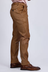 Barabas Wholesale Men's Faux Leather Textured Pattern Peak Lapel Suit 5SU54 Cognac