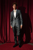 Barabas Wholesale Men's Faux Leather Textured Pattern Peak Lapel Suit 5SU54 Deep Teal
