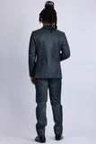 Barabas Wholesale Men's Faux Leather Textured Pattern Peak Lapel Suit 5SU54 Deep Teal