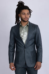 Barabas Wholesale Men's Faux Leather Textured Pattern Peak Lapel Suit 5SU54 Deep Teal