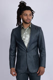 Barabas Wholesale Men's Faux Leather Textured Pattern Peak Lapel Suit 5SU54 Deep Teal