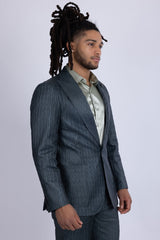 Barabas Wholesale Men's Faux Leather Textured Pattern Peak Lapel Suit 5SU54 Teal