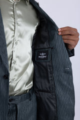 Barabas Wholesale Men's Faux Leather Textured Pattern Peak Lapel Suit 5SU54 Teal