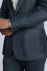 Barabas Wholesale Men's Faux Leather Textured Pattern Peak Lapel Suit 5SU54 Teal