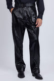 Barabas Wholesale Men's Faux Leather Striped Pattern Peak Lapel Suit 5SU55 Black
