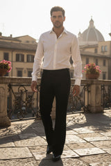 Barabas Wholesale Men's Velvet Stretch Flare Casual Bell Bottom Pants 5WP01 Black