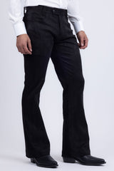 Barabas Wholesale Men's Velvet Stretch Flare Casual Bell Bottom Pants 5WP01 Black