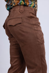 Barabas Wholesale Men's Velvet Stretch Flare Casual Bell Bottom Pants 5WP01 Coffee