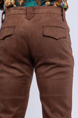 Barabas Men's Velvet Stretch Flare Casual Bell Bottom Pants 5WP01 Coffee