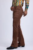 Barabas Wholesale Men's Velvet Stretch Flare Casual Bell Bottom Pants 5WP01 Coffee