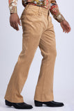 Barabas Wholesale Men's Velvet Stretch Flare Casual Bell Bottom Pants 5WP01 Khaki