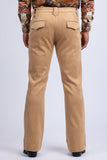 Barabas Men's Velvet Stretch Flare Casual Bell Bottom Pants 5WP01 Khaki