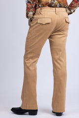 Barabas Wholesale Men's Velvet Stretch Flare Casual Bell Bottom Pants 5WP01 Khaki