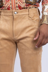 Barabas Men's Velvet Stretch Flare Casual Bell Bottom Pants 5WP01 Khaki