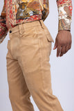 Barabas Wholesale Men's Velvet Stretch Flare Casual Bell Bottom Pants 5WP01 Khaki