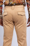 Barabas Wholesale Men's Velvet Stretch Flare Casual Bell Bottom Pants 5WP01 Khaki