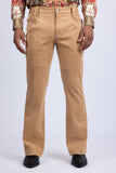 Barabas Men's Velvet Stretch Flare Casual Bell Bottom Pants 5WP01 Khaki