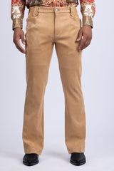 Barabas Wholesale Men's Velvet Stretch Flare Casual Bell Bottom Pants 5WP01 Khaki