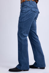Barabas Men's Velvet Stretch Flare Casual Bell Bottom Pants 5WP01 Navy