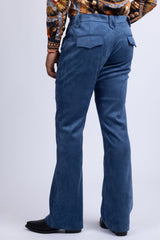 Barabas Wholesale Men's Velvet Stretch Flare Casual Bell Bottom Pants 5WP01 Navy