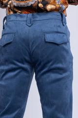 Barabas Wholesale Men's Velvet Stretch Flare Casual Bell Bottom Pants 5WP01 Navy