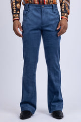 Barabas Wholesale Men's Velvet Stretch Flare Casual Bell Bottom Pants 5WP01 Navy