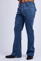 Barabas Men's Velvet Stretch Flare Casual Bell Bottom Pants 5WP01 Navy