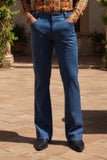 Barabas Men's Velvet Stretch Flare Casual Bell Bottom Pants 5WP01 Navy