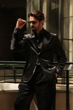 Barabas Wholesale Men's Velvet Shiny Design Notch Lapel Blazer 5BL18 Black