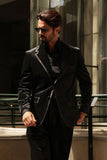 Barabas Wholesale Men's Velvet Shiny Design Notch Lapel Blazer 5BL18 Black