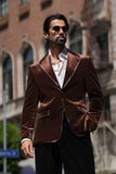 Barabas Wholesale Men's Velvet Shiny Design Notch Lapel Blazer 5BL18 Coffee