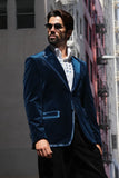 Barabas Wholesale Men's Velvet Shiny Design Notch Lapel Blazer 5BL18 Teal