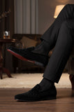 Barabas Wholesale Men's Rhinestone Design Slip On Leather Loafer Shoes 5SH14 Black