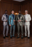 Barabas Wholesale Men's Shiny Geometric Slim Fit Pattern Notch Lapel Suit 5SU42