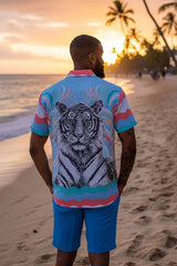 Barabas Wholesale Men's Geometric Tiger Button Down Short Sleeve Shirts 4sst30 Multi
