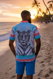 Barabas Wholesale Men's Geometric Tiger Button Down Short Sleeve Shirts 4sst30 Multi