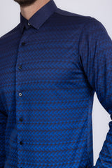 Barabas Wholesale Men's Geometric Rope Strand Stretch Long Sleeve Shirts 6B01 Blue